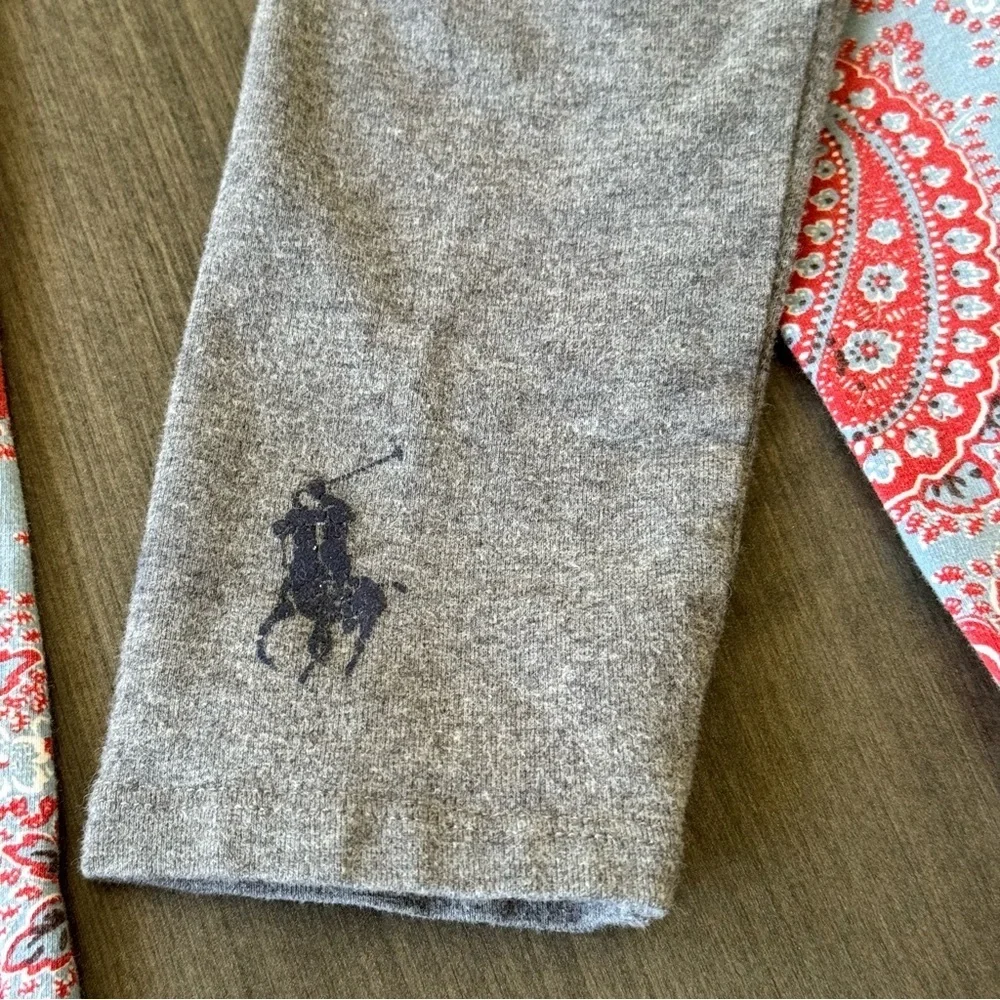 Polo Ralph Lauren girls gray / red blue paisley leggings bundle lot set size 6